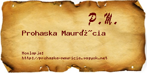 Prohaska Maurícia névjegykártya